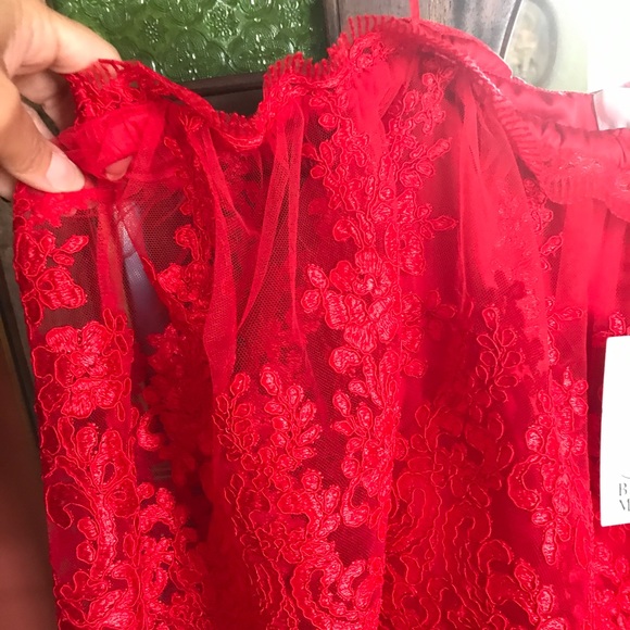 Badgley Mischka Belle Dress Red Strapless NWT - Picture 6 of 8